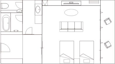 小町亭 和室20畳の間取り図
